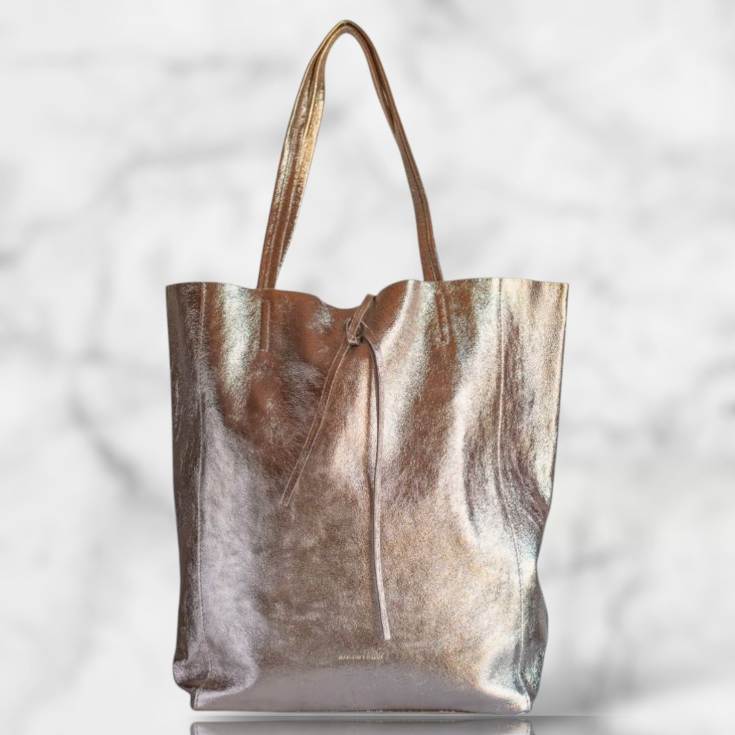 Metallic Leather Tote Large